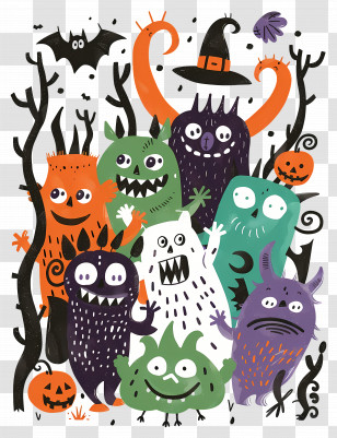 Cartoon Monsters - Cute And Spooky Halloween Monsters Transparent PNG