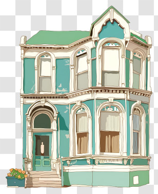 Victorian Building - Charming Victorian House Transparent PNG