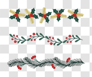 Holly Leaves - Holly And Pine Garland For Christmas Decoration Transparent PNG