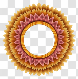 Cartoon Photo Frame - Sunflower Circular Frame Design Transparent PNG