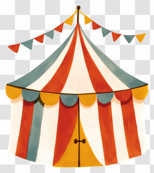 Circus Tent - Whimsical Circus Tent With Festive Stripes Transparent PNG