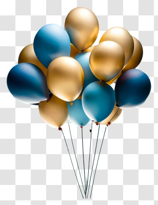 Colorful Balloons - Blue And Gold Party Balloons Transparent PNG