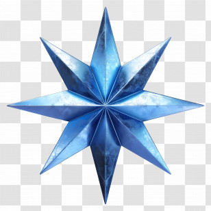 3d Star - Shiny Blue Metallic Star Transparent PNG