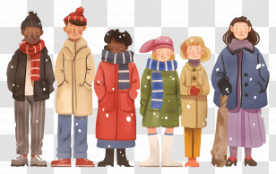 Cartoon People - People In Winter Clothing Transparent PNG