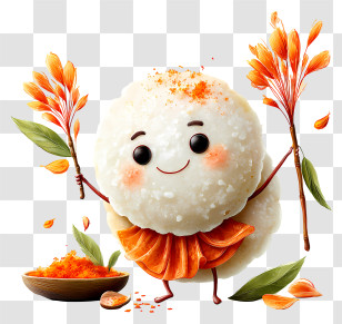 Cartoon Idli - Smiling Rice Ball With Spices Transparent PNG