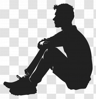 Sitting Man Silhouette - Silhouette Of A Sitting Individual Transparent PNG