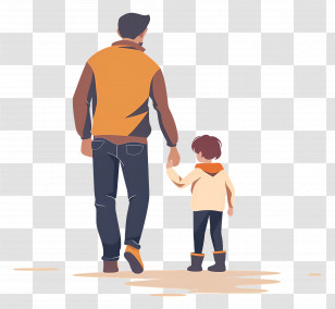Father And Child - Father And Child Walking Together Transparent PNG