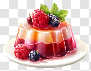 Gelatin Dessert - Berry Jelly With Fresh Fruits Transparent PNG