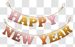 Happy New Year Garland - Happy New Year Banner Transparent PNG