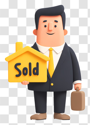 House Sold - Real Estate Agent Holding A Sold Sign Transparent PNG