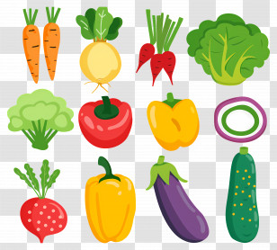 Vegetables And Fruits - Colorful Illustration Of Assorted Fresh Vegetables Transparent PNG