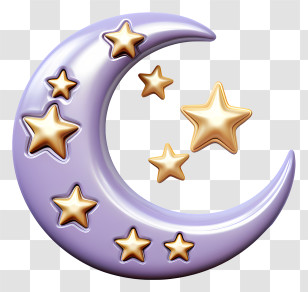 Realistic 3d Style Moon And Star - Crescent Moon With Stars Illustration Transparent PNG