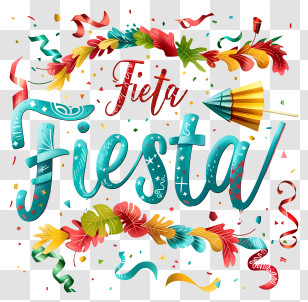 Fiesta - Fiesta Celebration Text With Confetti Transparent PNG