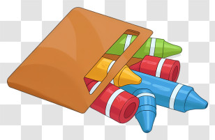 Crayon Box - Crayons In Brown Pouch Transparent PNG