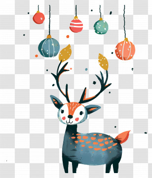 Cute Deer - Cute Deer With Christmas Ornaments Transparent PNG