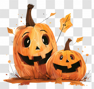 Carving Pumpkins - Smiling Halloween Pumpkins Illustration Transparent PNG
