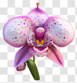3d Cartoon Flowers - Pink Spotted Orchid Flower Transparent PNG