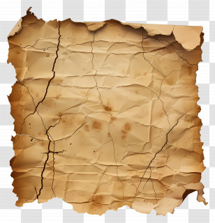 Vintage Ripped Paper - Crumpled Vintage Brown Parchment Texture Transparent PNG