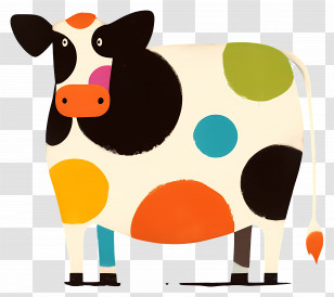 Colorful Cow - Playful Cartoon Cow With Colorful Spots Transparent PNG