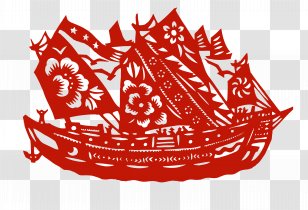Wenling Water Margin Papercutting Chinese Paper Cutting Art - Sea - Smooth Sailing Transparent PNG