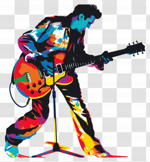 Rock N Roll - Guitarist Performing On Stage Transparent PNG