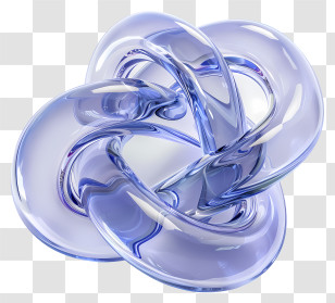 Rope Knot Shape - Abstract Blue Glass Object Illustration Transparent PNG
