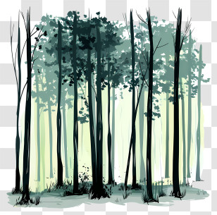 International Day Of Forest - Minimal Tall Trees Forest Illustration Transparent PNG
