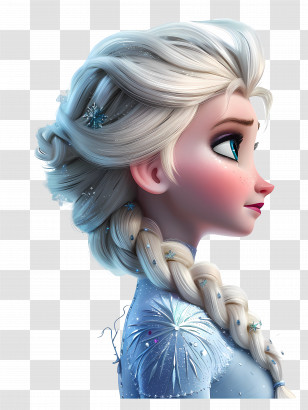 Frozen Elsa Princess - Animated Character With Beautiful Braided Hair Transparent PNG