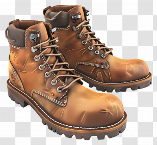 Work Boots - Durable Orange Hiking Boots For Outdoor Adventures Transparent PNG