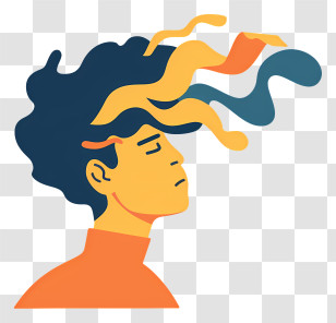 Mental Health Problem - Abstract Person With Colorful Hair Transparent PNG
