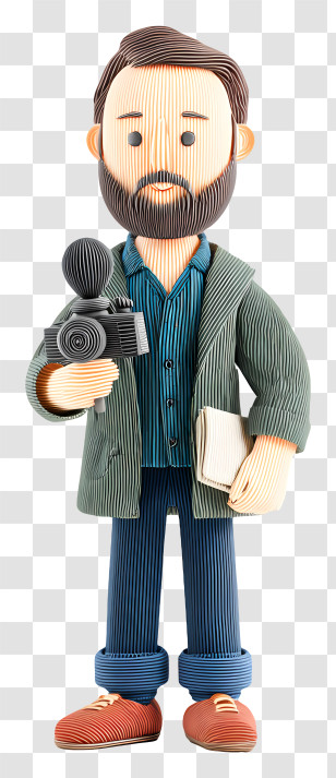 Male Journalist - Paper Doll With Camera Transparent PNG