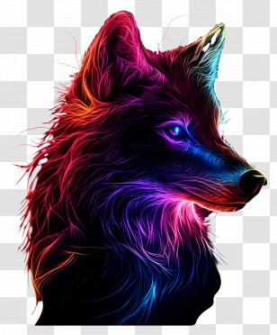 Fantasy Wolf - Majestic Neon Wolf Illustration Transparent PNG