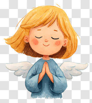 Angel Child - Praying Angel With Wings Transparent PNG