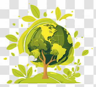 World Earth Day - Green Earth With Nature Elements Transparent PNG