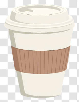 Coffee Cup - White Disposable Coffee Cup With Brown Sleeve Transparent PNG