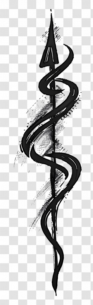 Black Arrow - Black Snake And Spear Symbol Transparent PNG