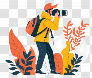 Photographer Taking Photo - Photographer Capturing Nature In Cartoon Style Transparent PNG