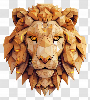 Lion Face - Geometric Pattern Lion Head Design Transparent PNG