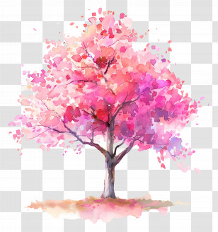 Watercolor Tree Plan - Pink Watercolor Tree In Artistic Style Transparent PNG