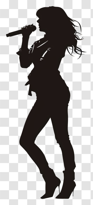 Taylor Swift Silhouette - Singing Woman Silhouette Holding Microphone Transparent PNG