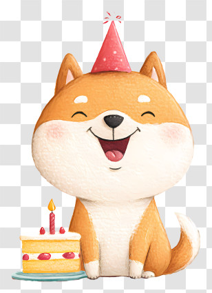 Cat Celebrates Birthday - Dog Celebrating Birthday With Cake Transparent PNG
