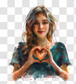 Heart - Girl Making Heart Gesture With Hands Transparent PNG