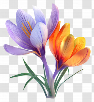 Saffron Crocus - Colorful Crocus Flowers Illustration Transparent PNG