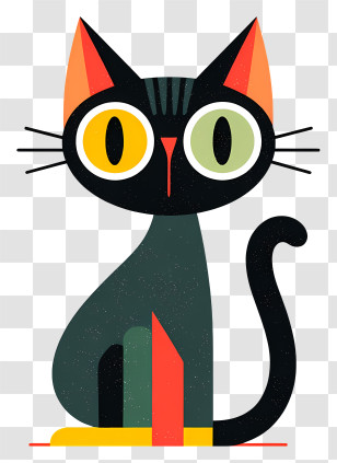 Eyed Cat - Abstract Cat With Colorful Design Transparent PNG