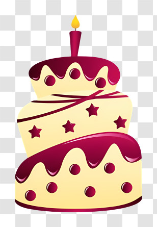 Birthday Cake - Whimsical Birthday Cake With Star Decorations Transparent PNG