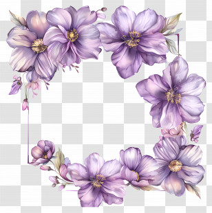 Purple Flower Frames - Floral Frame With Purple Blooms Transparent PNG