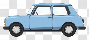 Animated Car - Stylized Blue Compact Automobile Design Transparent PNG