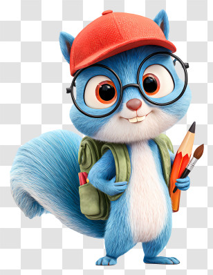 Squirrel Student - Cute Blue Squirrel Artist Transparent PNG