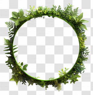 Green Circle Frame - Green Wreath Decoration With Leaves Transparent PNG