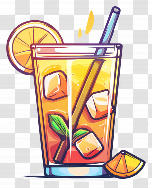 Iced Tea - Glass Of Iced Tea With Lemon And Mint Transparent PNG